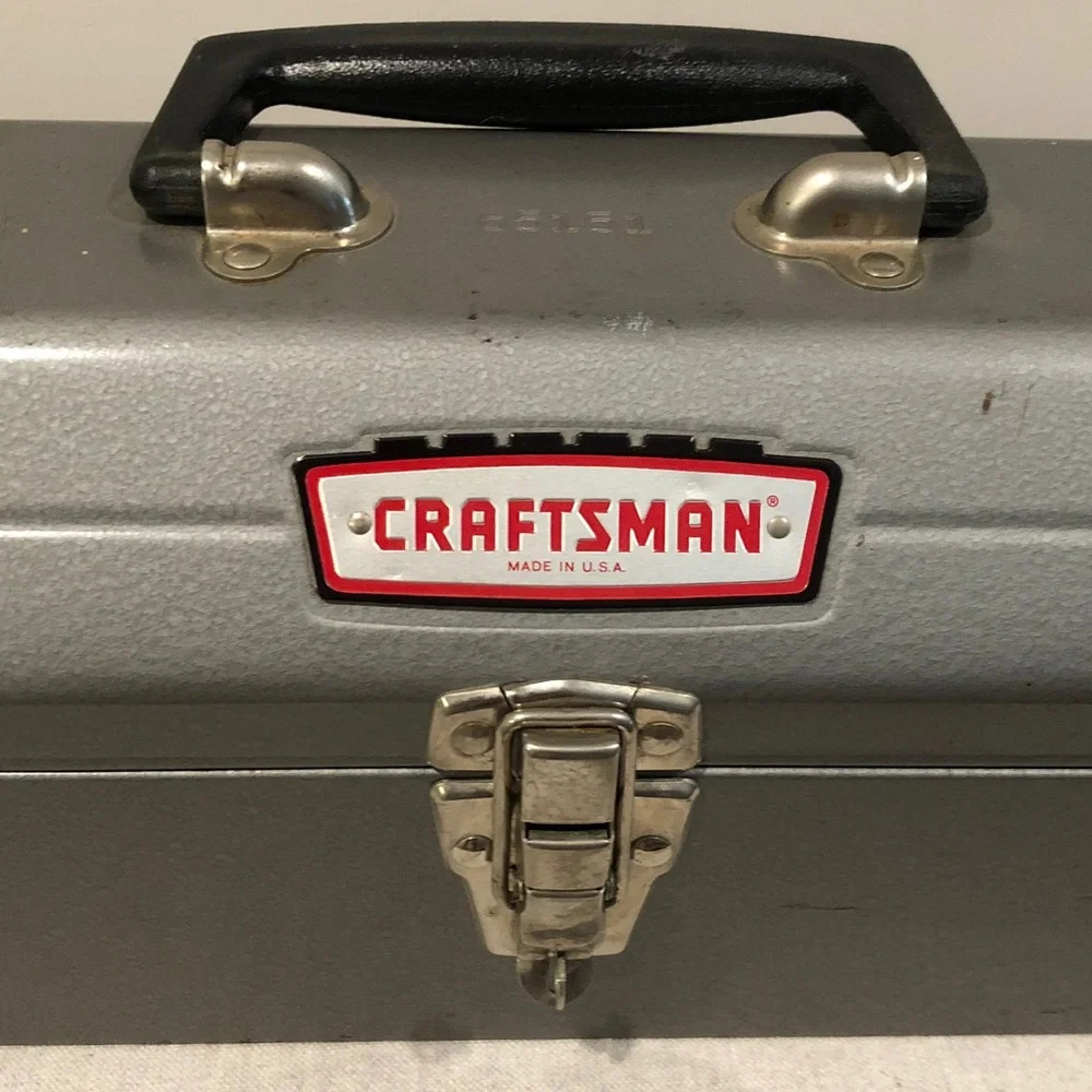 Vintage 1960's Craftsman Tombstone 65161 Metal Tool Box Crown Logo with Tray